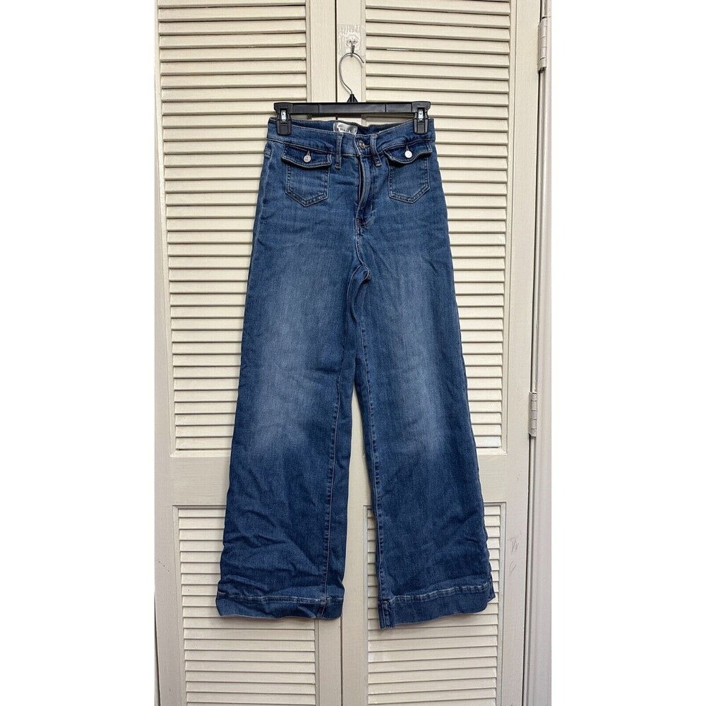 FRAME Women's Le Vintage Crop Wide Leg Blue Jeans Webster Medium Wash Size 26